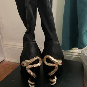 Azalea wang Satin Gold Snake Booties